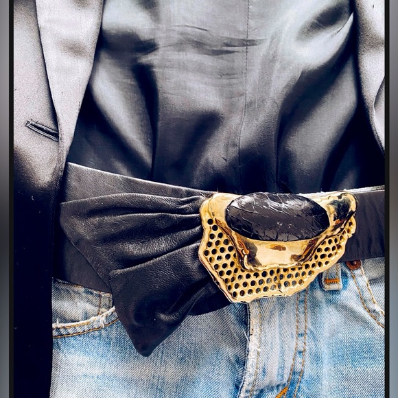 Vintage 80's genuine leather jewel belt - Picture 1 of 4